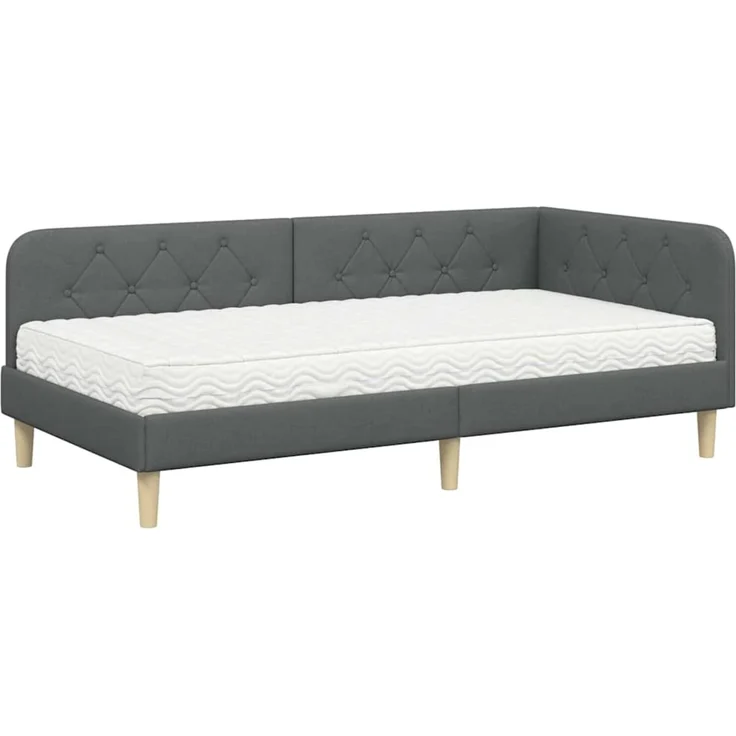 vidaXL Eckbettgestell Dunkelgrau 90 x 190 cm Stoff 3394110 – Bild 1