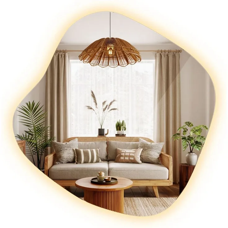 Tulup LED-Lichtspiegel Unförmiger Spiegel Klecks Beleuchtet Bad Wandspiegel Licht Beleuchtung, Warmes Licht LED, Im Spiegel integrierte LED-Beleuchtung