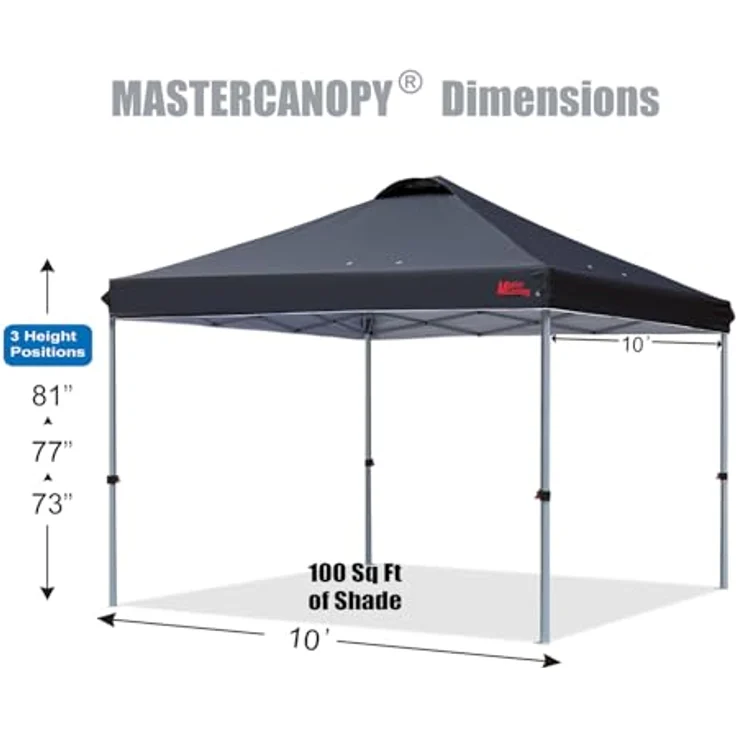 MASTERCANOPY 3x3 m Pop-up-Pavillon Faltpavillon Festzelt mit Entlüftung für Markt, Garten, Events, Schwarz – Bild 2