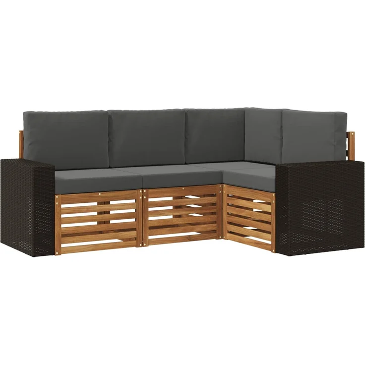 vidaXL Outdoor-Sofagarnitur 4 stk. 4-Sitzer Natur und Anthrazit 3384303 – Bild 2