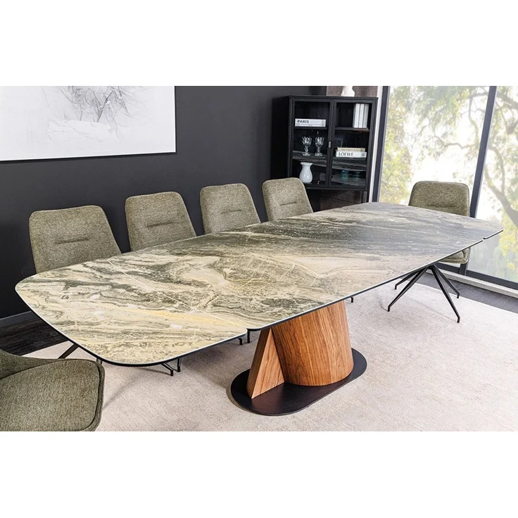 riess-ambiente Esstisch ELEMENTS 180-220-260cm taupe/beige – Keramikplatte, Walnuss-Gestell (Einzelartikel, 1-St), ausziehbare Platte für gesellige Runden – ideal für Esszimmer & Küche – Bild 3