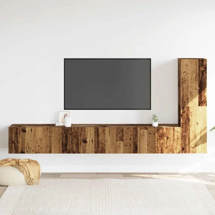 vidaXL TV-Wandschränke 3 Stk. Altholz-Optik Holzwerkstoff 3328983 – Bild 2