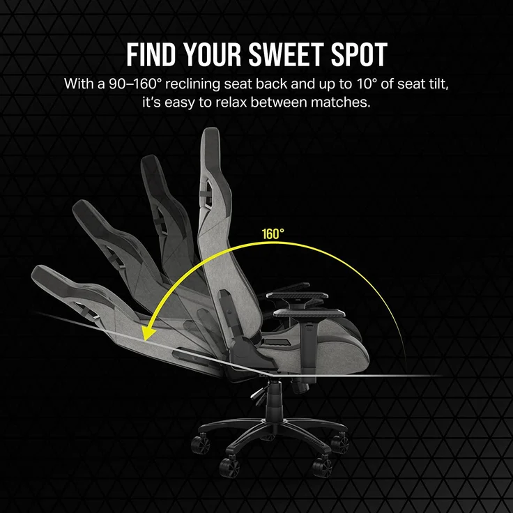 Corsair T3 Rush Gaming-Stuhl, Schwarz und Holzkohle, One Size – Bild 7