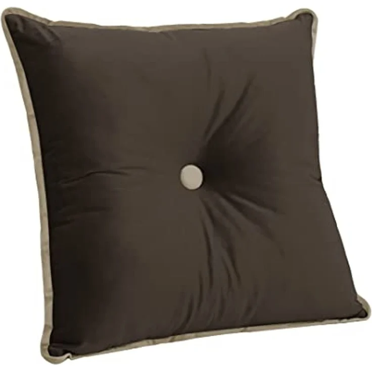 VERCART Dekokissen, Samt, 50 x 50 x 8 cm, Kaffee – Bild 2