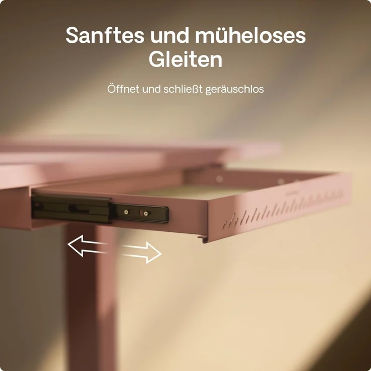 Schubladen-Organizer unter dem Schreibtisch, 41 x 27 x 5 cm, Hochwertiger Stahl, Ausziehbarer Platzsparer Rosa – Bild 5
