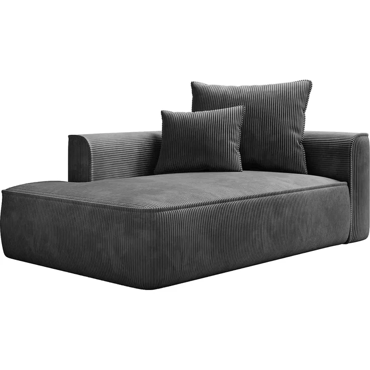 Vente-unique - PINETA Chaise longue SamtStoff Grau - B 115 cm x H 67 cm x L 180 cm – Bild 4