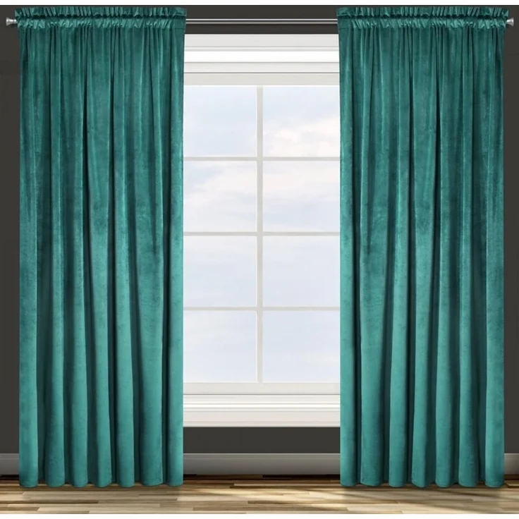 Samtvorhang Velours Vorhänge zum Wohnzimmer Prachtvoll Elegant dunkeltürkis 140x270 cm Kräuselband – Bild 1
