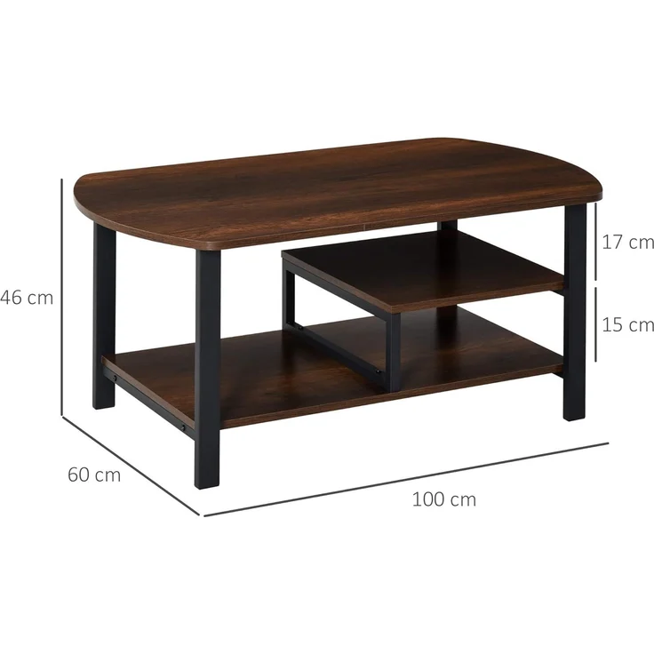 HOMCOM Couchtisch Couchtisch im industriellen Stil – Bild 3