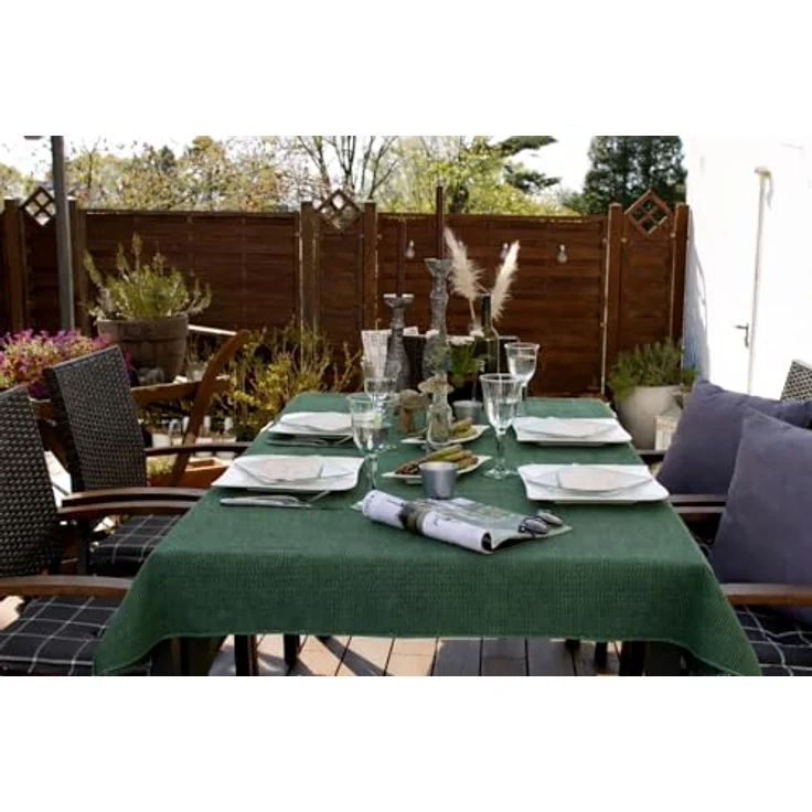 Brandsseller Gartentischdecke 130x220 cm Tischdecke mit Paspel Outdoor Tischtuch rechteckig Weichschaum für Garten, Terrasse, Balkon wetterfest rutschfest - Grün – Bild 7