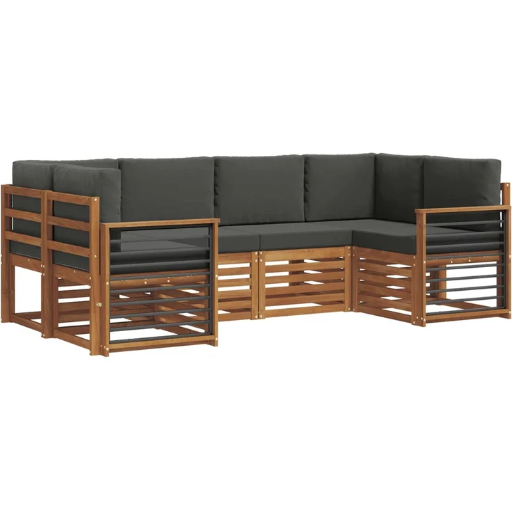 vidaXL Outdoor-Sofagarnitur 6 stk. 6-Sitzer Natur und Anthrazit 3375382 – Bild 2