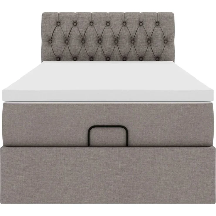 vidaXL Ottoman-Bett mit Matratze Taupe 100x200 cm Stoff 3311522 – Bild 5