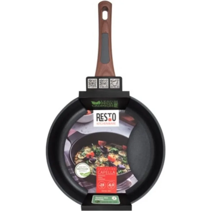 RESTO Kitchenware Bratpfanne Capella, Pfanne antihaftbeschichtet und spülmaschinenfest, Aluminiumguss (1-tlg), Schmorpfanne mit einzigartigem 3D-Design