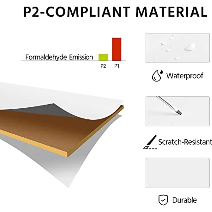 Yaheetech Kaffeetisch mit X-förmige Rahmen Sofatisch mit Viel Stauraum Couchtisch mit Ablagefläche Beistelltisch 100 cm L × 50 cm B × 45 cm H Weiß – Bild 7
