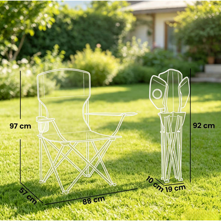 Campingstuhl 88 x 57 x 97 cm im 2er-Set, klappbar mit Getränkehalter und Transporttaschen – Bild 3