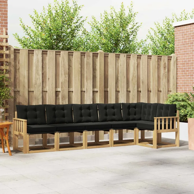 vidaXL Outdoor-Sofagarnitur 6 stk. 6-Sitzer Weiß und Schwarz 3389522
