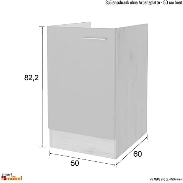 Flex-Well Spülenunterschrank Spülenunterschrank ohne Arbeitsplatte - 50 cm breit - Weiß – Witus – Bild 2