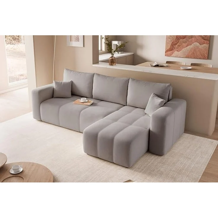 Ecksofa (mit Schlaffunktion + Bettkasten), Maße 248 x 145 cm, grau – Bild 4