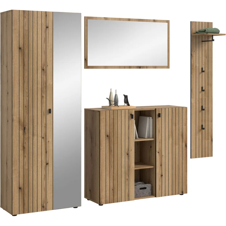 Garderobenkombination (B/H/T: 237x192x37 cm) in Evoke Oak Nachbildung – Bild 1