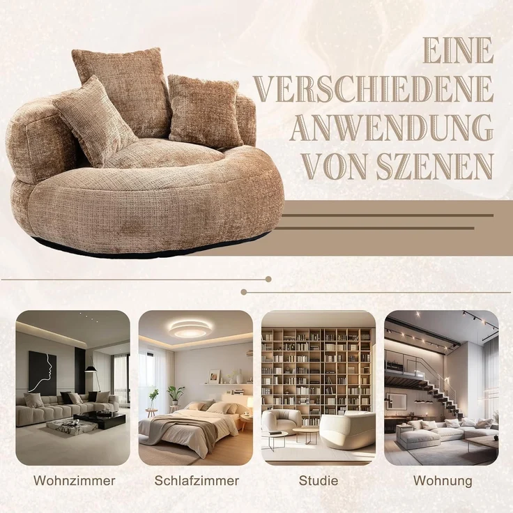 Sitzsack Sofa Couch Lounger 3 Kissen Wohnzimmer Kaffee – Bild 5