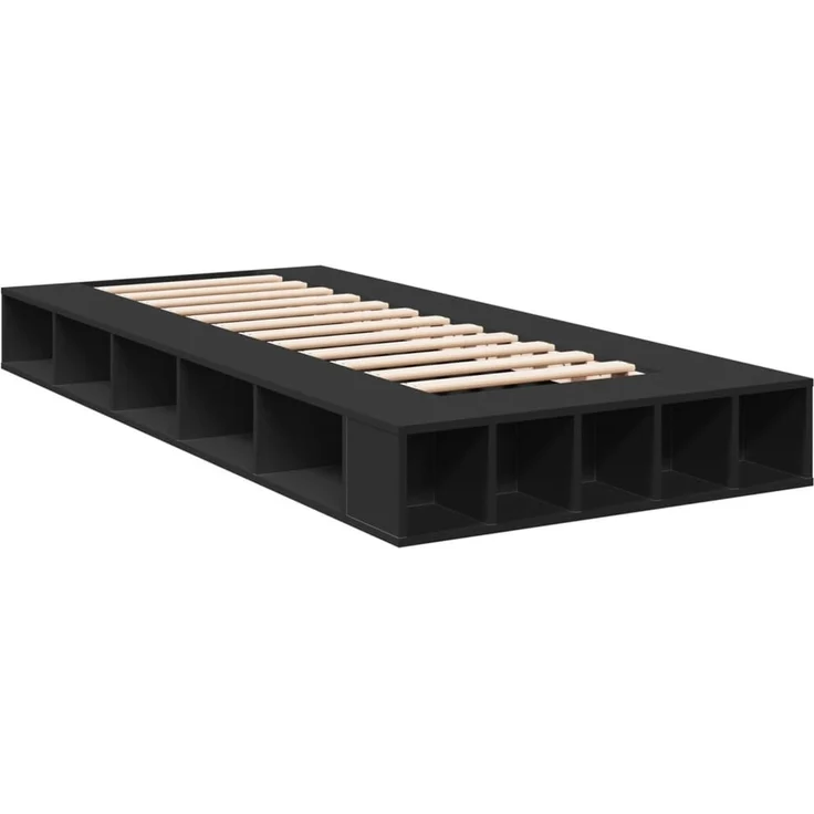 vidaXL Bettgestell Schwarz 100x200 cm Holzwerkstoff 3280511 – Bild 3