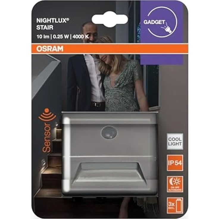 Osram LED-Nachtlicht Nightlux Stair mit Licht- & Bewegungssensor 7,3 cm kaltweiß silber – Bild 2