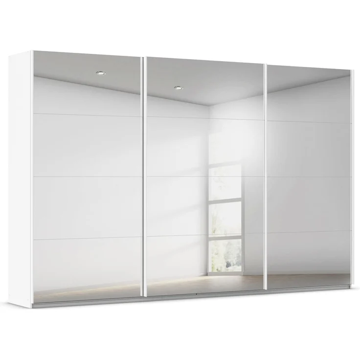 Rauch Möbel Kulmbach, Kleiderschrank mit Schwebetüren für Schlafzimmer, Kinderzimmer, Flur, 3-türig, mit Spiegel und Soft-Close-Funktion, Zubehör Premium, Farbe Weiß, Breite 360 cm