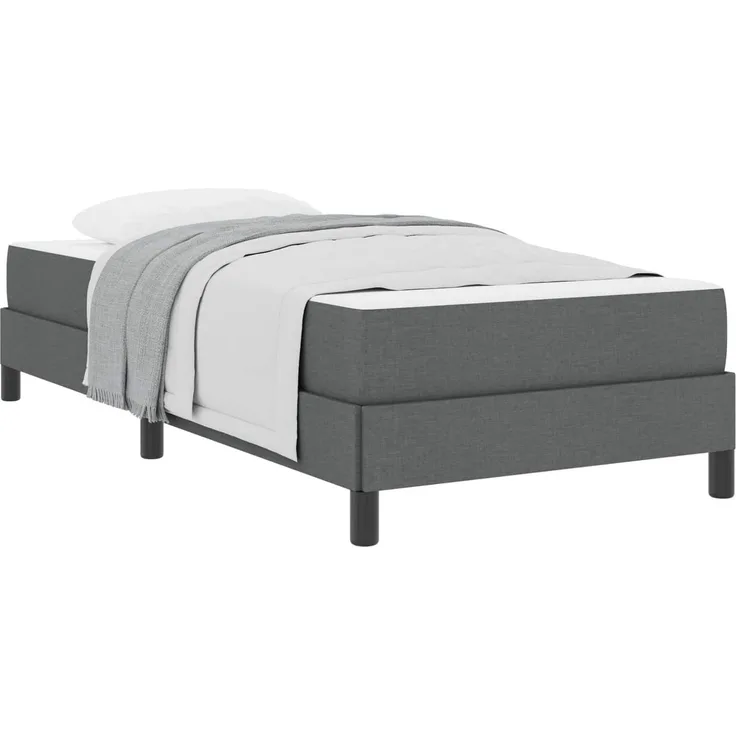 vidaXL Boxspringbett mit Matratze Dunkelgrau 90 x 200 cm Stoff 3398459