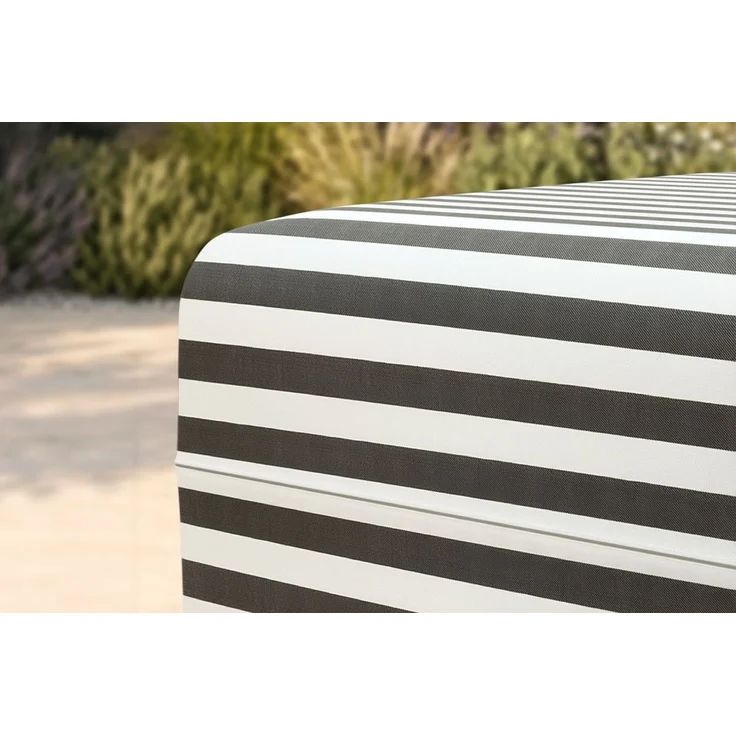 Gestreifter Outdoor-Pouf, weiß und anthrazitgrau – Bild 2