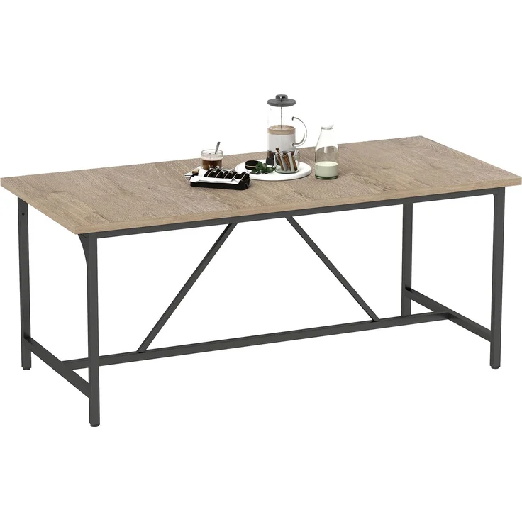 Rechteckiger Esstisch für 6–8 Personen, Küchentisch im Industrial-Stil, 180 x 80 x 75,5 cm, Naturholzoptik – Bild 2