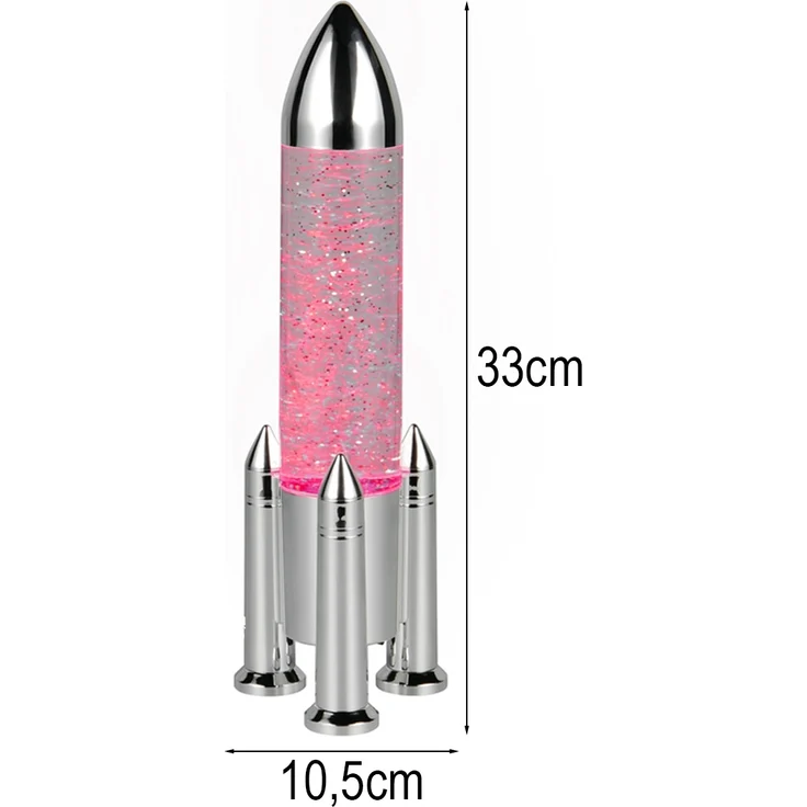 Deko RGB LED Tischleuchte APOLLO Raketenlampe per USB betrieben, Höhe 33cm – Bild 3