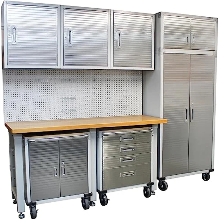 Seville Classics Werkstattwagen mit 4 Schubladen, 71.1 x 50.8 x 87.6 cm (LxBxH), grau – Bild 4