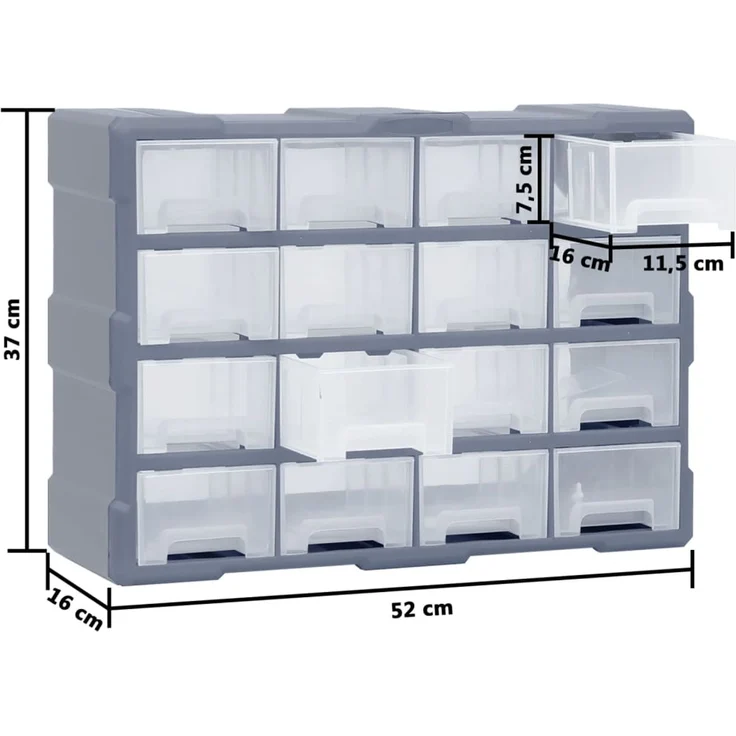 vidaXL Multi-Schubladen-Organizer 16 Schubladen 52x16x37 cm 149602 – Bild 9