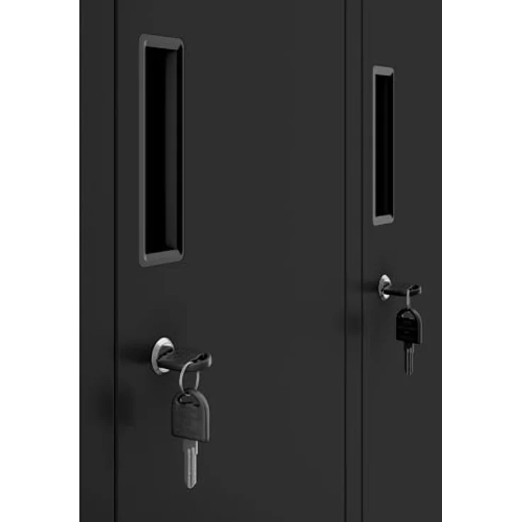 Jan Nowak Spind Metall Schliessfachschrank 4 Fächer Metallschrank abschliessbar 172 x 56 x 45 cm Sozialschrank mit Belueftung Kleiderstange Personalspind – Bild 7