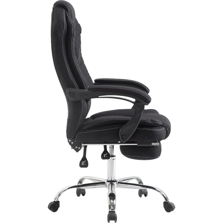 Bürostuhl MEDHA Stoff - 114x67x64, Schwarz Stoff Metall in Chromoptik Gestell ergonomische Bürostühle Homeoffice Stuhl mit Rollen – Bild 4