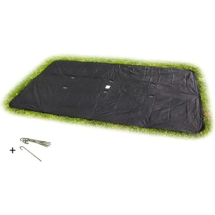 Exit Toys Abdeckplane für rechteckiges Trampolin 214 x 305 cm, schwarz, wetterfest mit Abwasserlöchern und Netzschutz gegen Schmutz