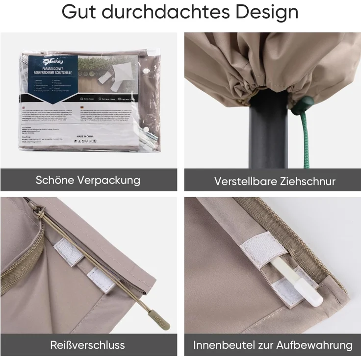 Sekey Sonnenschirm-Schutzhülle Modernes Design Schutzhülle Sonnenschirm Schutzhaube Ampelschirm, 190 x 30/50 cm für Ø 350 cm / 300 x 200 cm Marktschirm – Bild 7