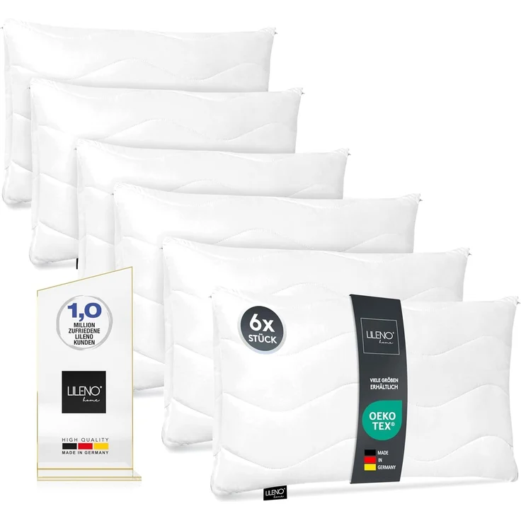 LILENO HOME Kopfkissen 40x70 cm [6er Set] als Kissen-Füllung - Bett oder Deko Kissen mit Reißverschluss zum Anpassen - Waschbar bis 95° - Sofa-Kissen & Zierkissen für Couch/Bett – Bild 1