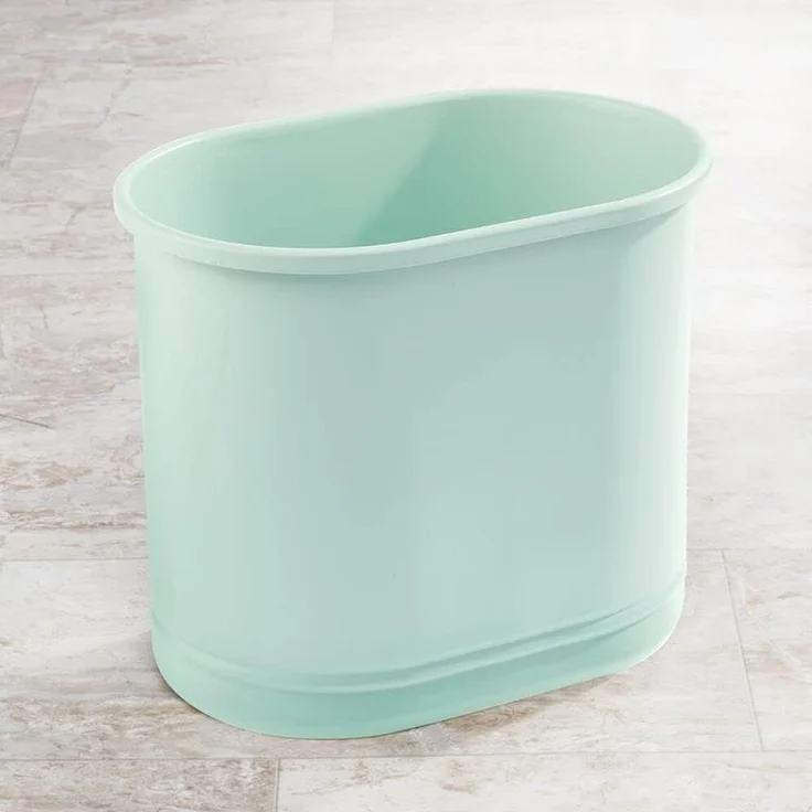 mDesign Mülleimer Abfalleimer Papierkorb Ordnung 9.5L Oval Metall Mintgrün – Bild 3