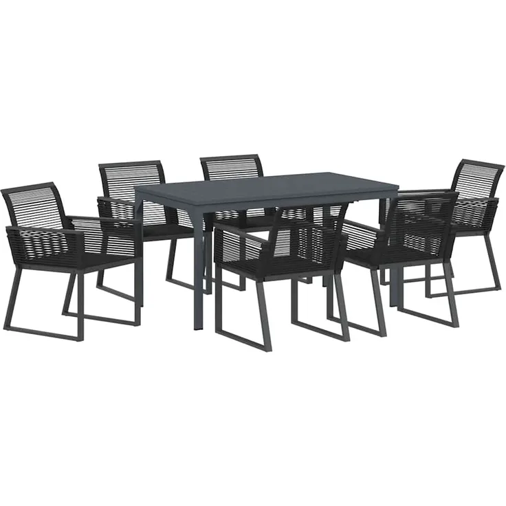 vidaXL Garten Essgruppe 7 pcs Schwarz Poly-Rattan 3378820