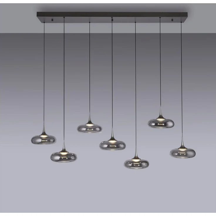 SCHÖNER WOHNEN-Kollektion LED Pendelleuchte LED Pendellampe POSH, höhenverstellbar, 7x LED Board 6,3W, warmweiß, Rauchglas, höhenverstellbar, Lichtfarbe warmweiß – Bild 3