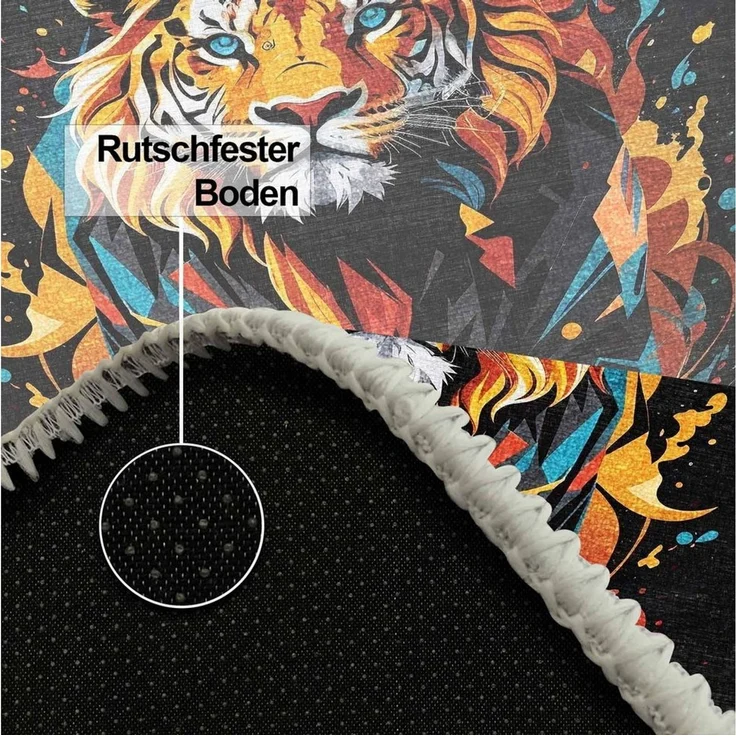 Bamyum Teppich Lions Teppich mit Chenille Druck, Gaming Videospiel Waschbarer Teppich, Einzelstück – Bild 2