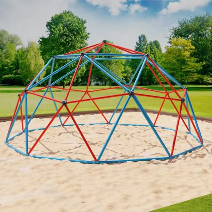 Klettergerüst 305 x 305 x 155 cm DomeClimber Kinder Kletterkuppel Geodome 10FT blau/rot – Bild 2