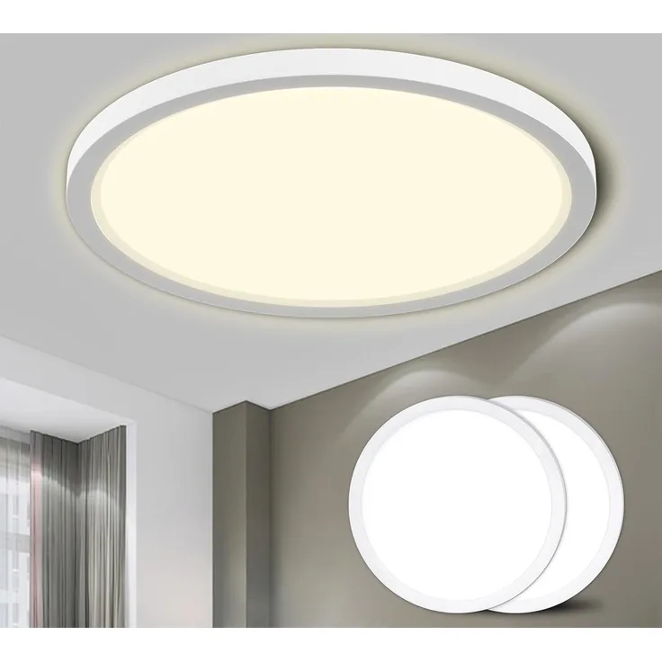 LQWELL® Deckenleuchte LED Deckenlampe, IP44 Wasserfest Badlampe Rund Flach 18W 4000K 1600LM Modern Schlicht Lampe Dünn für Wohnzimmer Badezimmer Schlafzimmer Küche Balkon Keller Büro in Weiß: Tests, Infos & Preisvergleich