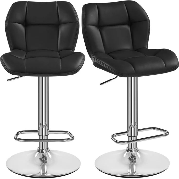 Yaheetech 2er-Set Barhocker mit Fußstütze, Drehbar & Höhenverstellbar, Schwarz – Bild 1