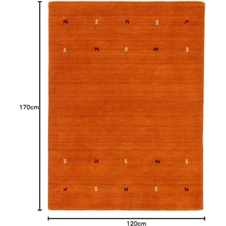 carpetfine 'Gabbeh Uni' Wollteppich, reine Wolle, Orange, 120 x 170 cm – Bild 3