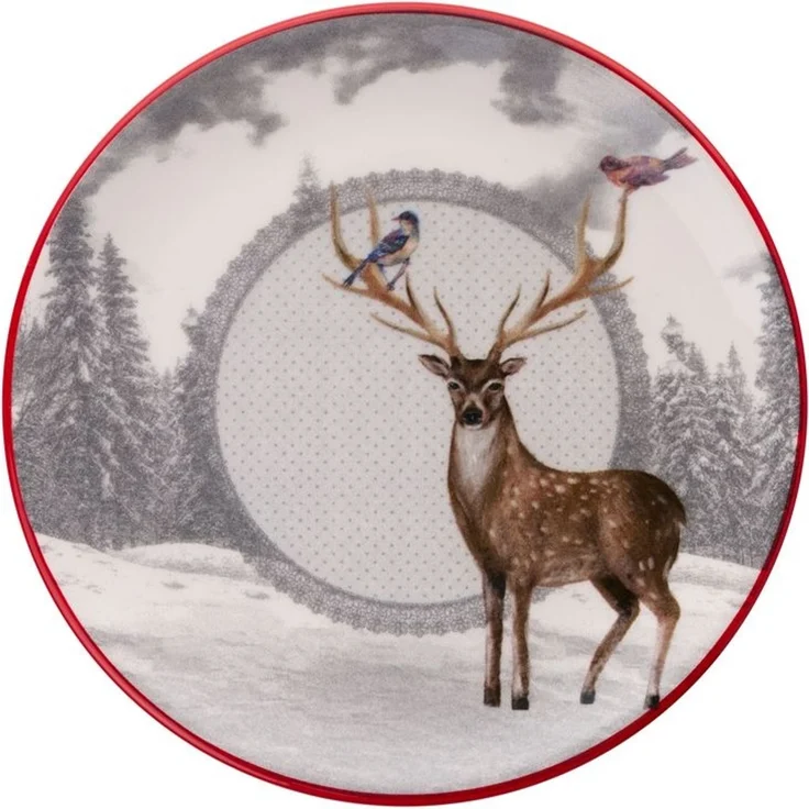 Hermia Concept 'Deer Winter' Dessertteller-Set (6-teilig), Mehrfarbig, 19,3 x 19,3 x 2 cm – Bild 2