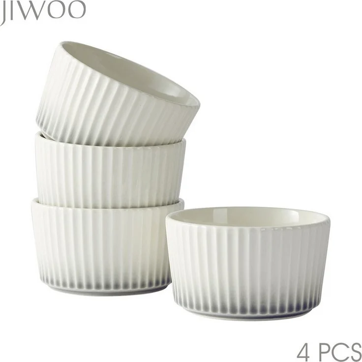 JIWOO Schale 4er Ø11cm,Müslischale Eisschale Dessertschale Obstschale Snackschale, Keramik, (Schaleset, 4-tlg), Hochwertiges Schalen Weiß Mikrowellenofen Spülmaschine Ø 11cm – Bild 1