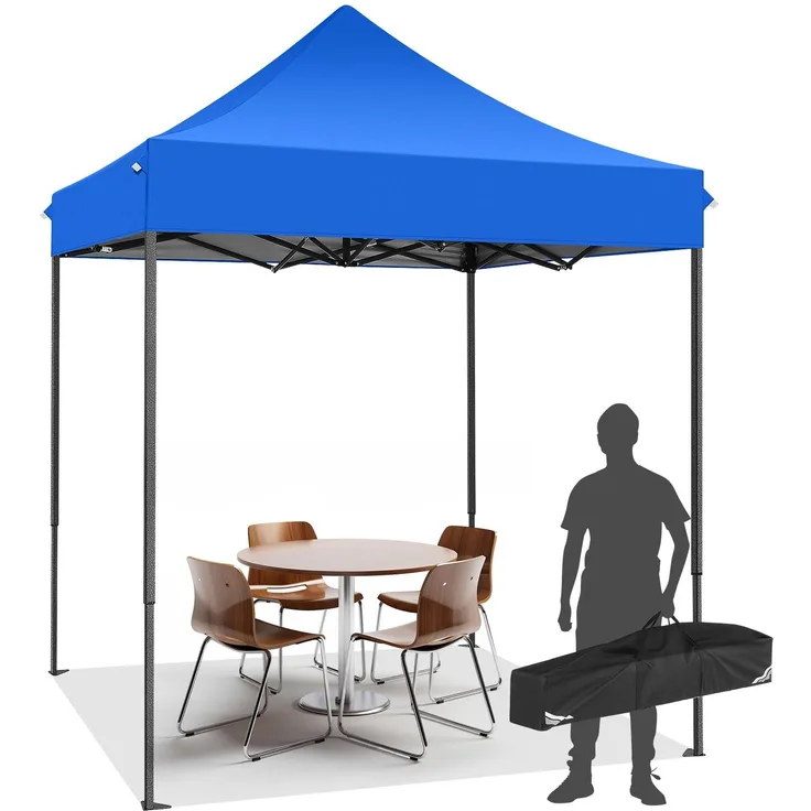 TOOLUCK 2x2M Faltpavillon Pavillon Wasserdicht Stabil Winterfest, Einfach Aufzubauendes Kommerzielles Hochleistungszelt, UV Schutz 50+ 3 Höhenverstellbar, Partyzelt mit Tragetasche, Blau