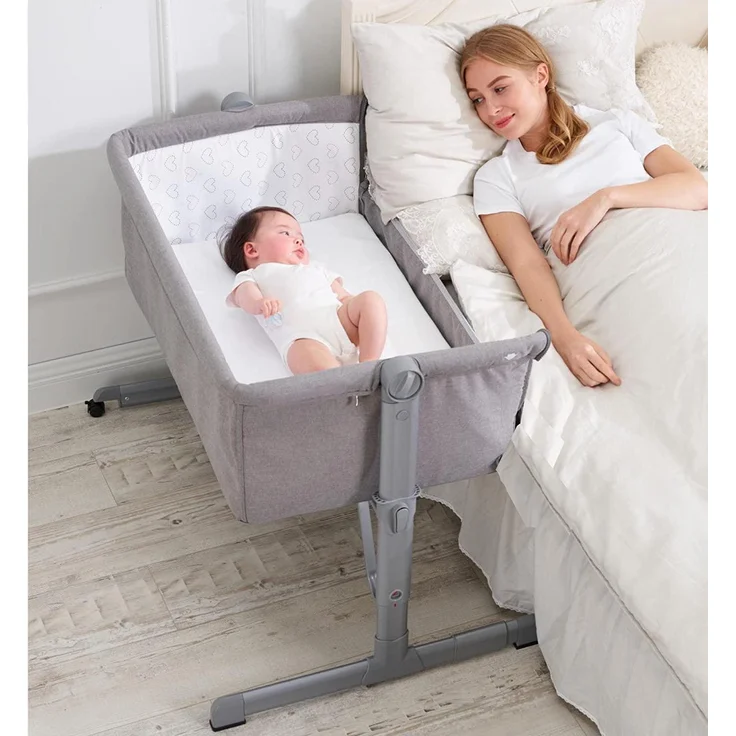 Babify - Mini-Kinderbett, verstellbar, verschiedene Höhen, inkl. Matratze, Grau – Bild 1