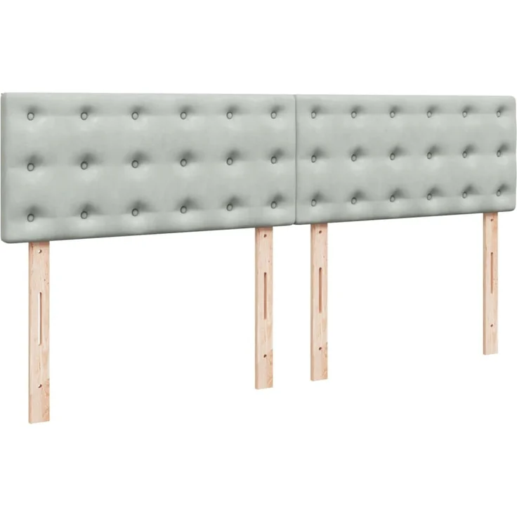 vidaXL Boxspringbett mit Matratze Hellgrau 200x200 cm Samt 3290142 – Bild 9
